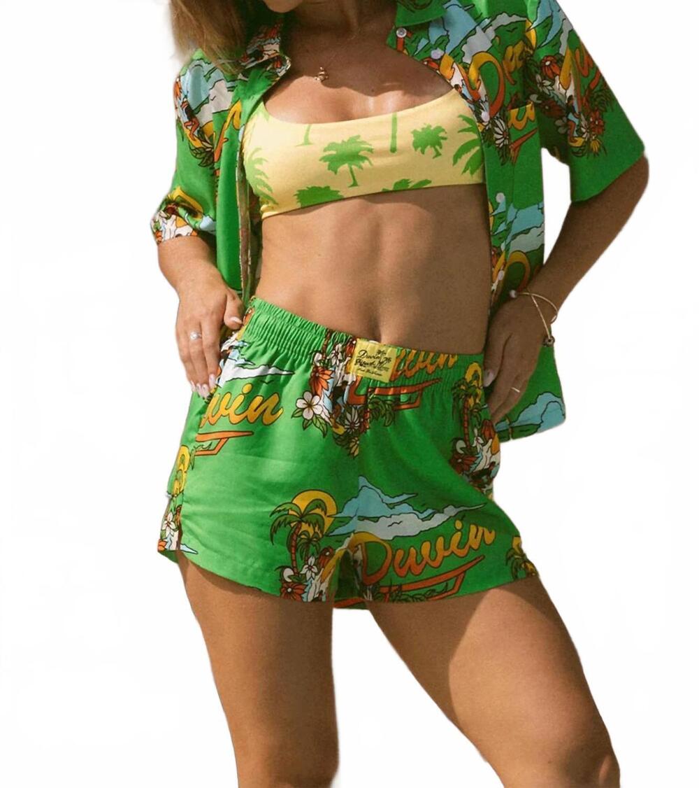 NEW DUVIN DESIGN CO. in clouds tencel beach short in green